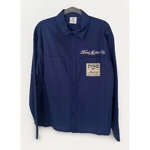 Ford Motor Co Mustang Blue Button Down Shirt King Of The Road NWT Size Small
